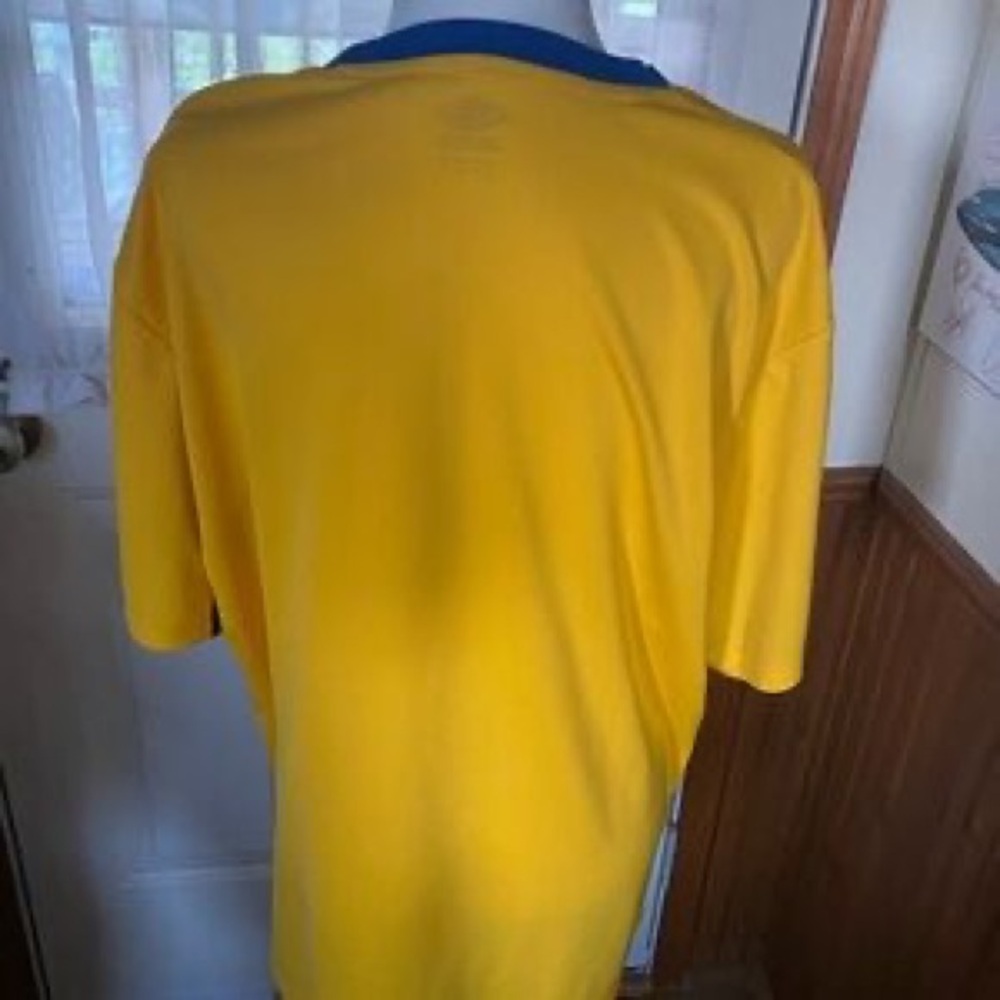 Umbro Yellow Soccer Jersey with Blue Trim and Crest - Picture 2 of 7